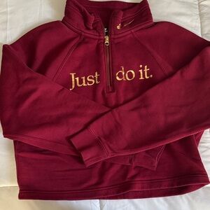 Nike Maroon Half-Zip Sweatshirt with Gold Accents